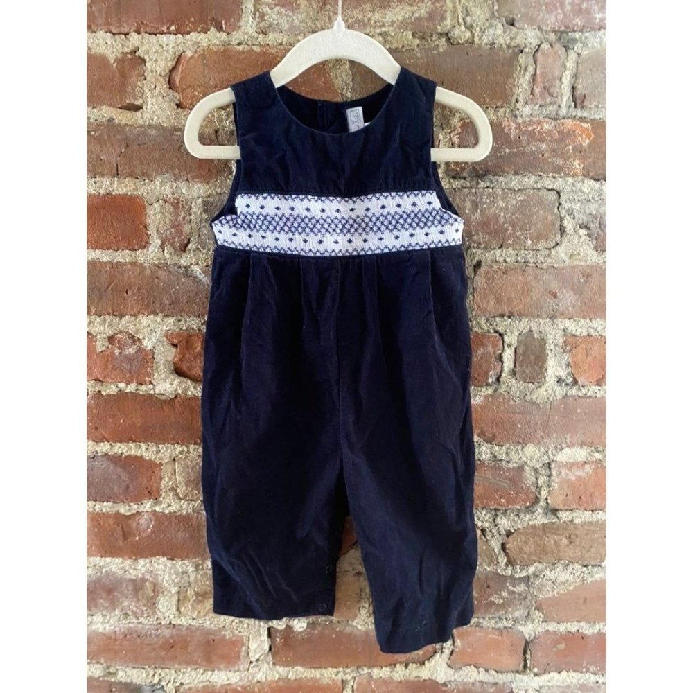 Black Cord Smocked Vintage Fantasie Kids Jumper Longall 18m